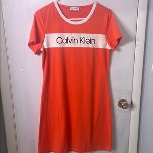 Calvin Klein Orange and White Mini Dress